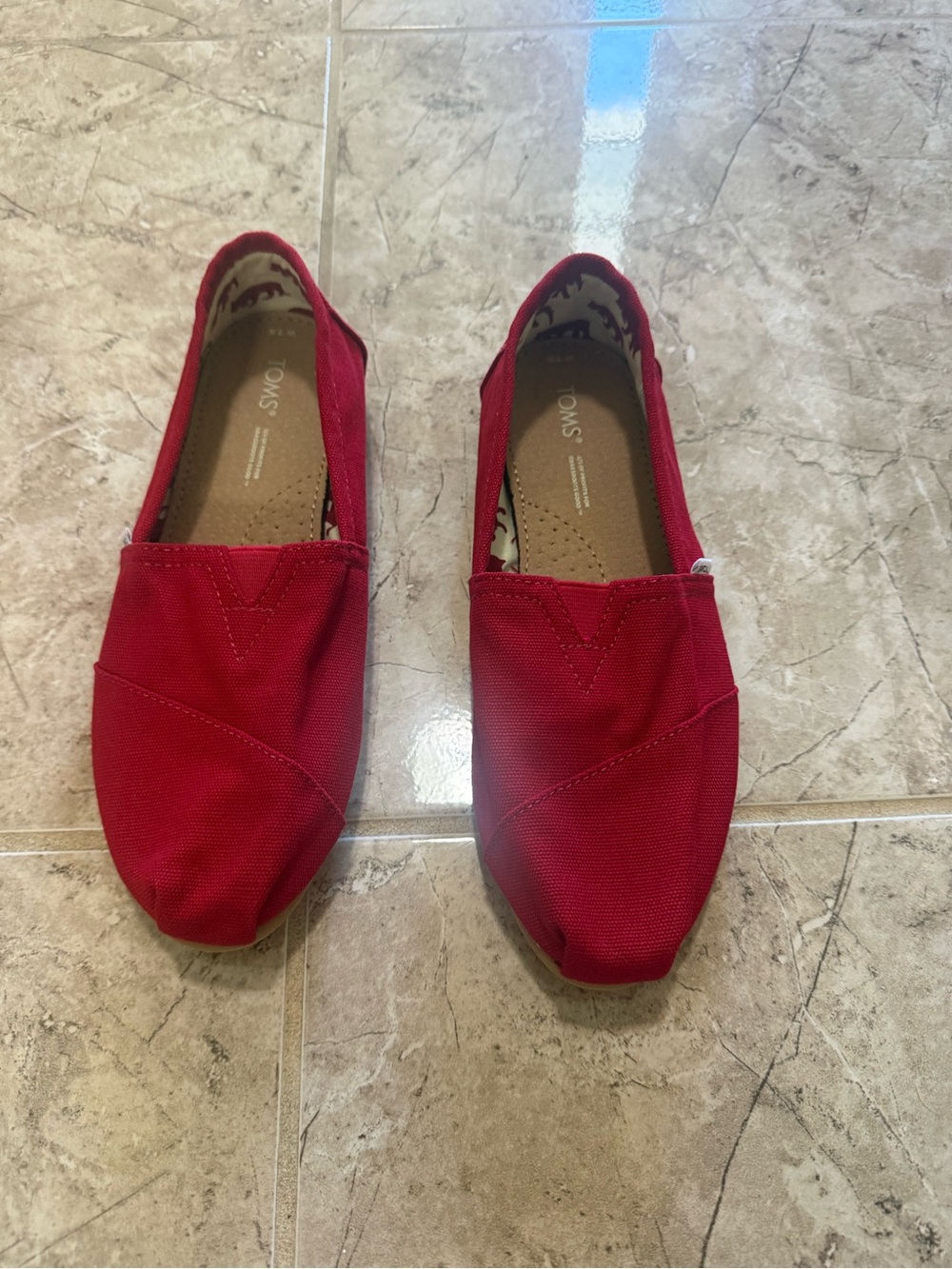 Toms Red Canvas Espadrille Slip-Ons
